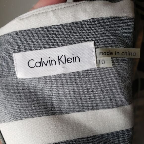 Calvin Klein Striped Belted Sheath Dress Size 10 - Picture 7 of 8